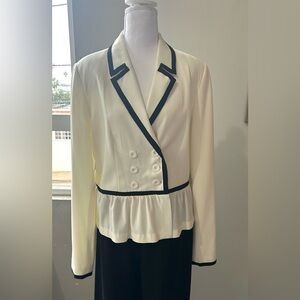 BCBG Paris Cream Blazer with Black Accents